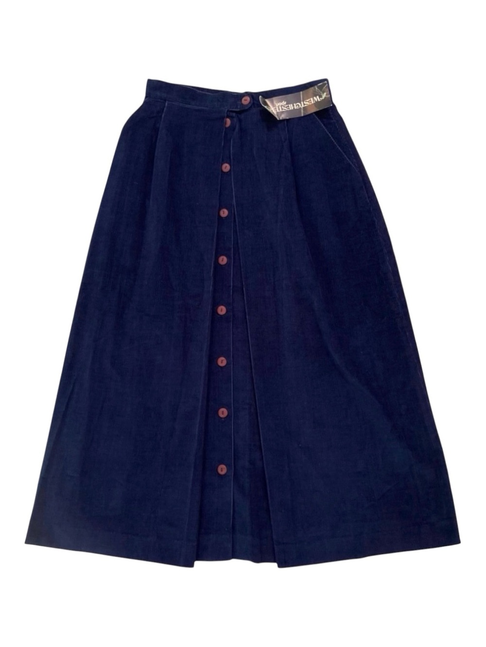 80s Westchester Sport NWT Vintage Navy Corduroy Button Front Maxi Skirt Sz 10
